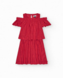 Robe pour fille en rouge avec volants et épaules dénudées