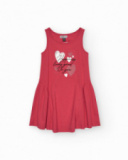 Robe pour fille en rouge sans manches avec cœurs imprimés