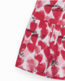 Jupe pour fille en rouge avec cœurs imprimés et phrases décoratives