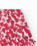 Jupe pour fille en rouge avec cœurs imprimés et phrases décoratives