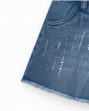 Short pour fille en bleu avec détails brillants et ourlet effiloché