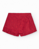 Jupe-short pour fille en rouge avec taille élastique et volants