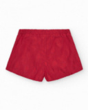 Jupe-short pour fille en rouge avec taille élastique et volants