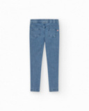 Pantalon pour fille en bleu avec détails brillants et tissu élastique