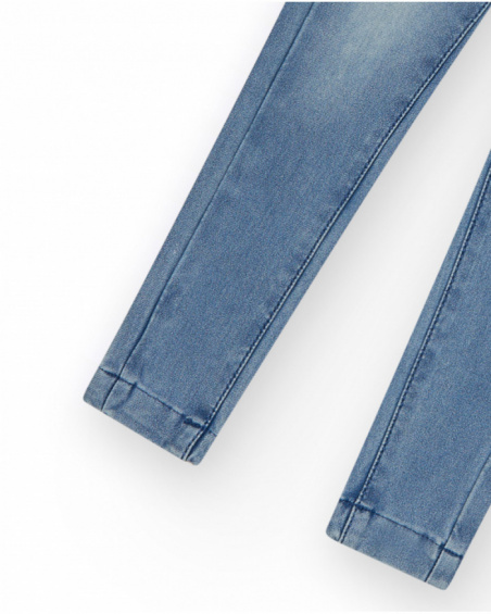Pantalon pour fille en bleu avec détails brillants et tissu élastique