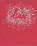 T-shirt à manches courtes pour fille en rouge avec imprimé frontal.