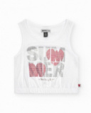 Débardeur pour fille en blanc avec imprimé brillant.
