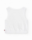 Débardeur pour fille en blanc avec imprimé brillant.