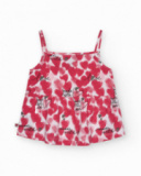 Débardeur pour fille en rouge et blanc avec cœurs imprimés.