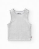 Débardeur pour fille en argenté avec finition brillante.