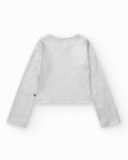 T-shirt à manches longues pour fille en argenté avec finition brillante.