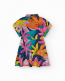 Robe multicolore pour fille avec col chemise et fermeture à boutons.