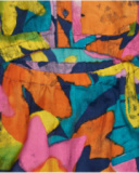 Robe multicolore pour fille avec col chemise et fermeture à boutons.