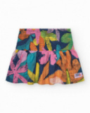 Jupe multicolore pour fille avec taille élastique froncée.