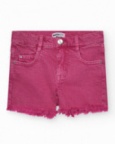 Short pour fille en rose avec poches et fermeture à bouton.