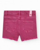 Short pour fille en rose avec poches et fermeture à bouton.