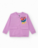 Sweat-shirt pour fille en lilas avec poches avant et fermeture éclair.