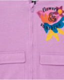 Sweat-shirt pour fille en lilas avec poches avant et fermeture éclair.