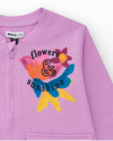 Sweat-shirt pour fille en lilas avec poches avant et fermeture éclair.