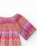 Blouse pour fille multicolore imprimée avec manches trois-quarts.