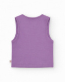 Top pour fille en lilas, sans manches et col rond.