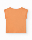 T-shirt pour fille en orange, manches courtes et col rond.