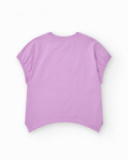 T-shirt pour fille en lilas avec sequins et ourlet courbé.