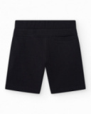 Bermuda pour garçon en noir avec poche latérale et cordon de serrage.