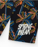 Bermuda pour garçon en noir avec imprimé tropical et taille élastique.