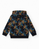 Sweat-shirt pour garçon en noir avec capuche et fermeture éclair.