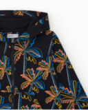 Sweat-shirt pour garçon en noir avec capuche et fermeture éclair.