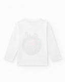 T-shirt pour garçon en blanc avec imprimé tropical.