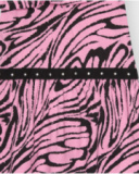 Robe pour fille en rose et noir avec design asymétrique et détails appliqués.