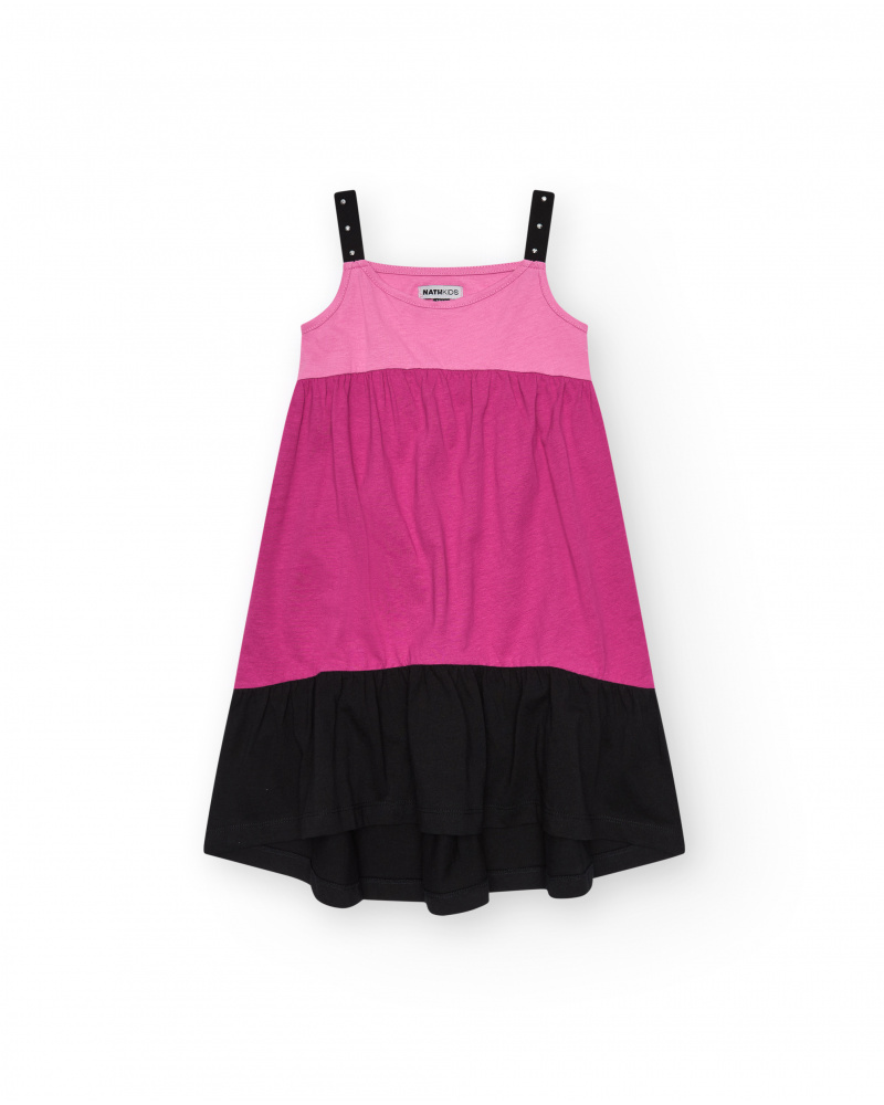 Robe pour fille en rose sans manches avec clous.