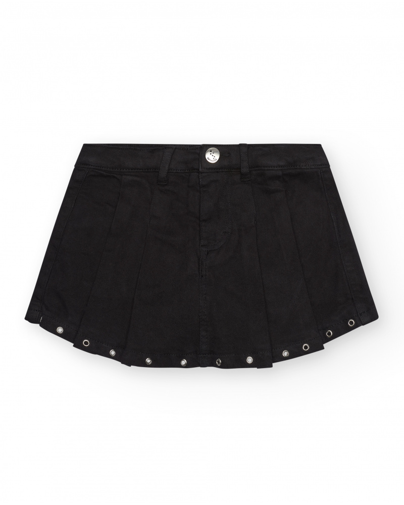 Jupe-short pour fille en noir avec détails métalliques.