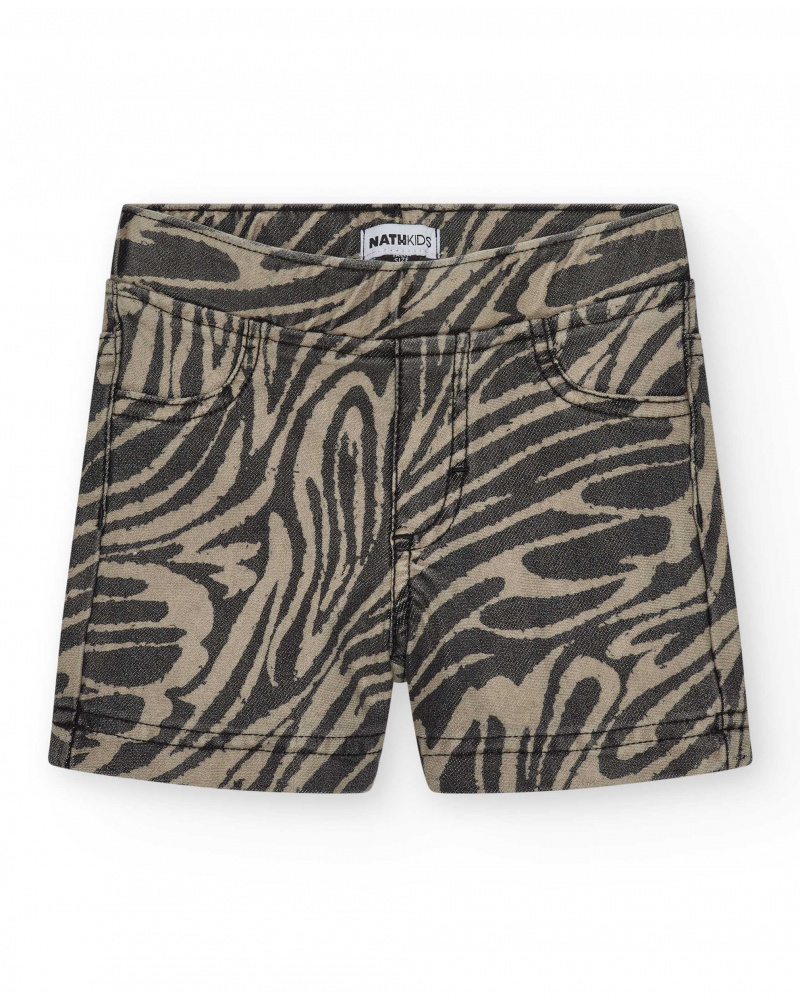 Short pour fille en vert avec poches et taille élastique.