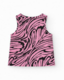 T-shirt pour fille en rose, sans manches, avec imprimé animal.