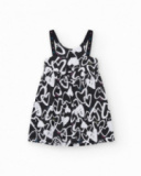 Robe pour fille en noir avec bretelles ajustables et appliques.