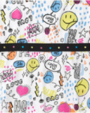 Robe pour fille en blanc avec ceinture décorative et imprimé sur le devant.