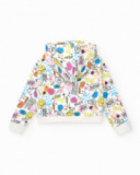 Sweat-shirt pour fille en blanc avec capuche et fermeture éclair.