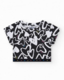 T-shirt pour fille en noir, à manches courtes, avec détails brillants.