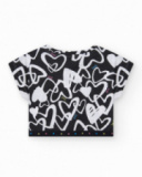 T-shirt pour fille en noir, à manches courtes, avec détails brillants.