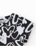 T-shirt pour fille en noir, à manches courtes, avec détails brillants.