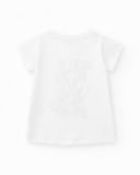 T-shirt pour fille en blanc, à manches courtes, avec détails brillants.