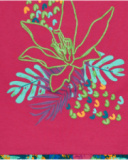 Robe pour fille en rose avec imprimé tropical et fleur brodée.