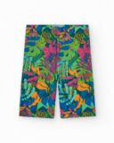 Pantalon pour fille avec imprimé tropical et taille élastique.
