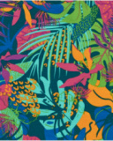 T-shirt pour fille en bleu à manches longues avec imprimé tropical.