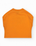 T-shirt pour fille en orange à manches courtes avec détails floraux.