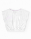 T-shirt pour fille en blanc à manches courtes avec imprimé floral.