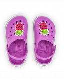 Zuecos para niña en fucsia con detalle de sandía